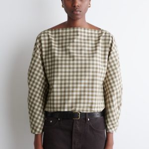 BOAT-NECK COTTON BLOUSE