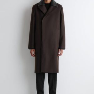 LEATHER-COLLAR WOOL COAT