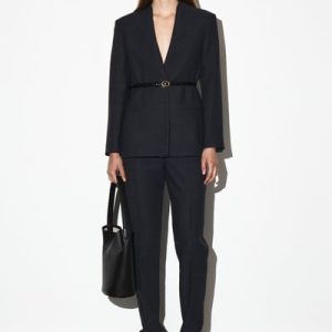 WOOL-BLEND SLIM-LEG PANTS