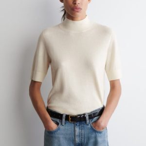 CASHMERE MOCK-NECK T-SHIRT