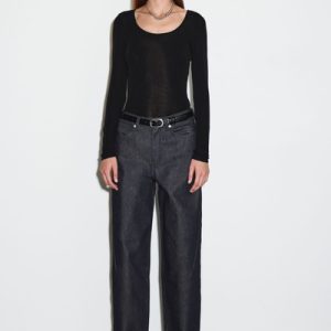 BARREL-LEG DENIM PANTS