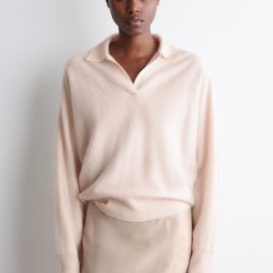 BRUSHED-CASHMERE POLO SWEATER