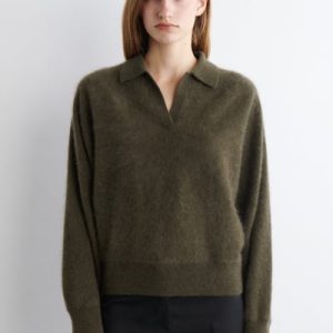 BRUSHED-CASHMERE POLO SWEATER