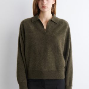 BRUSHED-CASHMERE POLO SWEATER