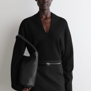 DRAPED MERINO WOOL V-NECK SWEATER