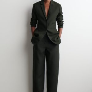 CROPPED WOOL BARREL-LEG PANTS