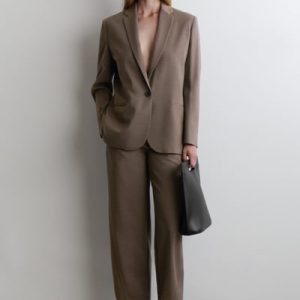 CROPPED WOOL BARREL-LEG PANTS