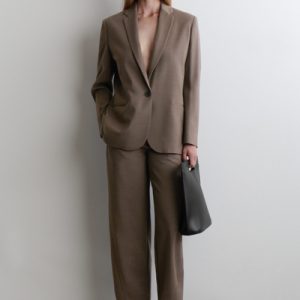 CROPPED WOOL BARREL-LEG PANTS