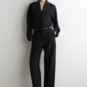 CROPPED WOOL BARREL-LEG PANTS