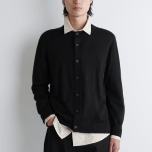 MERINO WOOL CREW-NECK CARDIGAN