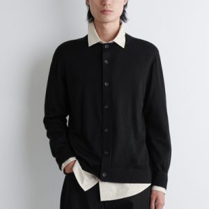MERINO WOOL CREW-NECK CARDIGAN