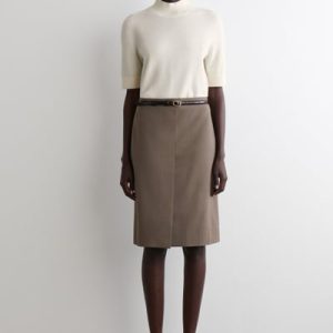 MERINO WOOL-BLEND PENCIL SKIRT