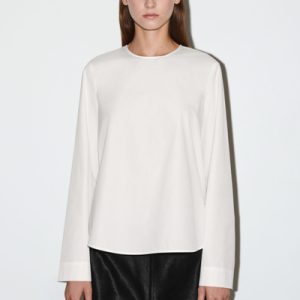 CURVED-HEM COTTON BLOUSE