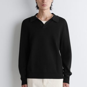 TEXTURED KNITTED POLO SWEATER