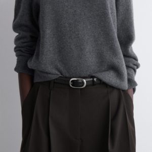 OVAL-BUCKLE LEATHER BELT