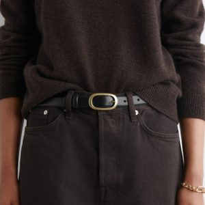 OVAL-BUCKLE LEATHER BELT