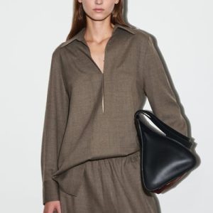 OPEN-COLLAR WOOL-BLEND SHIRT