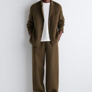 SPLIT WOOL WIDE-LEG TROUSERS