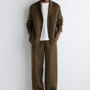 SPLIT WOOL WIDE-LEG TROUSERS