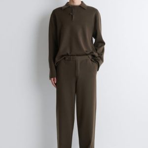 KNITTED WOOL STRAIGHT-LEG TROUSERS