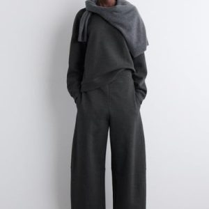COTTON WIDE-LEG JOGGERS