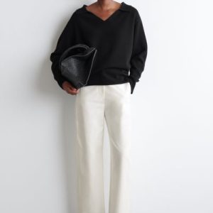 PIMA COTTON BARREL-LEG PANTS