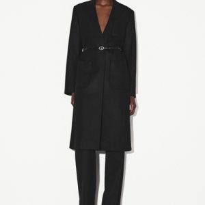 COLLARLESS WOOL-CASHMERE COAT