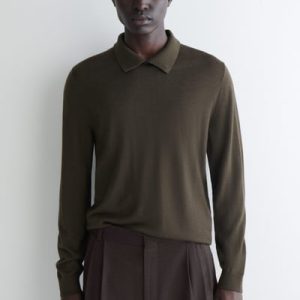 MERINO WOOL BUTTON-COLLAR SWEATER