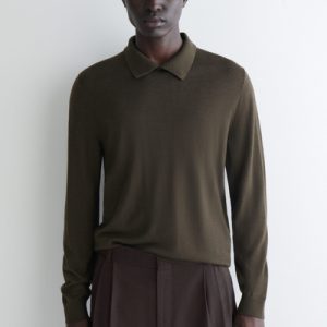 MERINO WOOL BUTTON-COLLAR SWEATER
