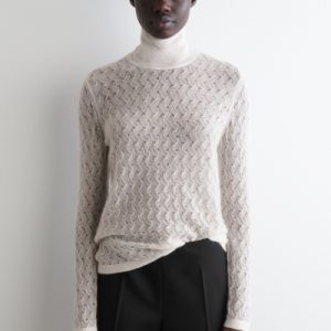 POINTELLE-KNIT MOHAIR SWEATER