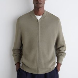 TEXTURED KNITTED BOMBER JACKET