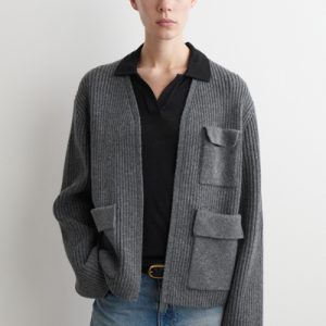 RIBBED MERINO WOOL UTILITY SWEATER