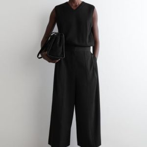 PLEATED MERINO WOOL BLEND CULOTTES