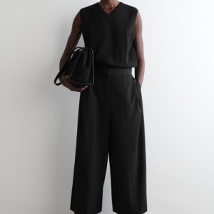PLEATED MERINO WOOL BLEND CULOTTES