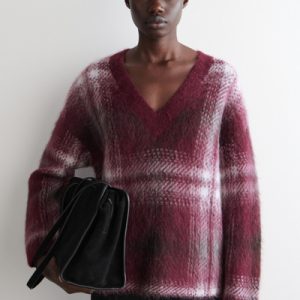 CHECKED ALPACA-BLEND SWEATER