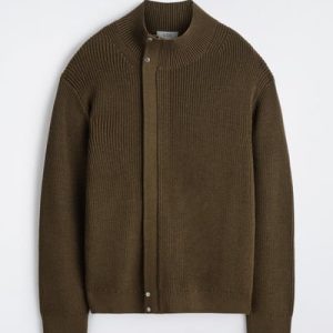 RIBBED WOOL FUNNEL-NECK JACKET