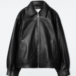 OVERSIZED COLLARED LEATHER JACKET
